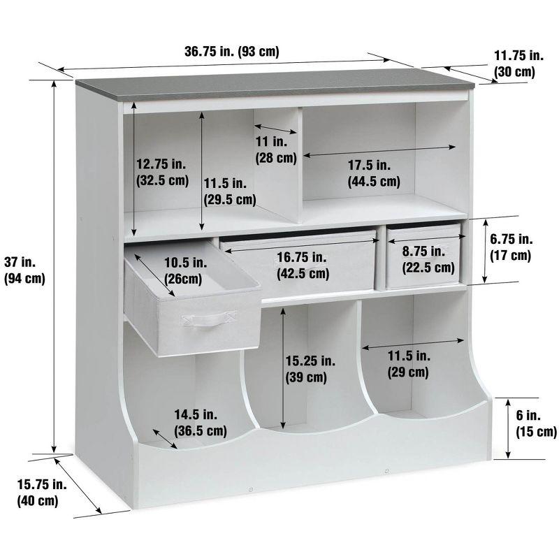 Badger Basket Combo Bin Storage Unit with Three Baskets - Solid White/Woodgrain Gray