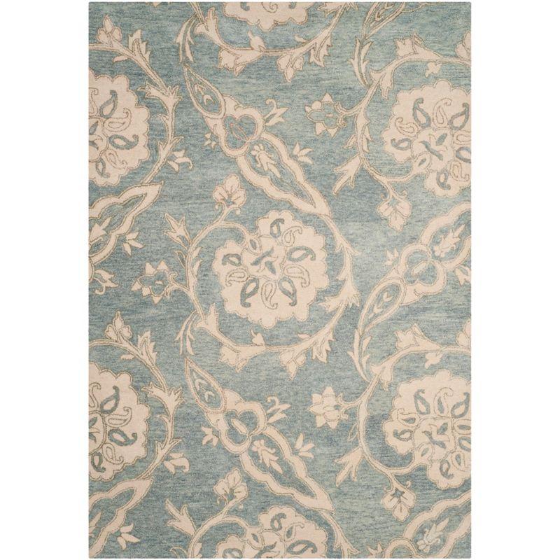 Roslyn ROS901 Hand Tufted Indoor Area Rug - 5'x8' - Light Blue/Ivory - Safavieh