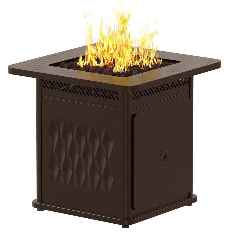 EAST OAK 25'' H Stainless Steel Propane Outdoor Fire Pit Table with Lid