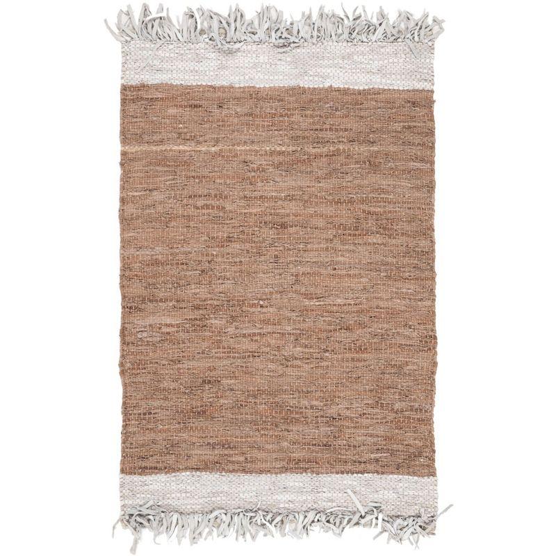 Vintage Leather VTL310 Hand Woven Indoor Accent Rug - Light Grey/Brown - 3'x5' - Safavieh