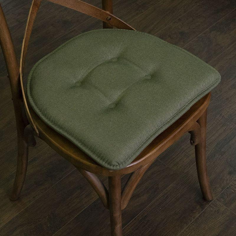 Solid Color U Shaped Memory Foam 17" x 16" Chair Cushions, Army Green, 4 Pack