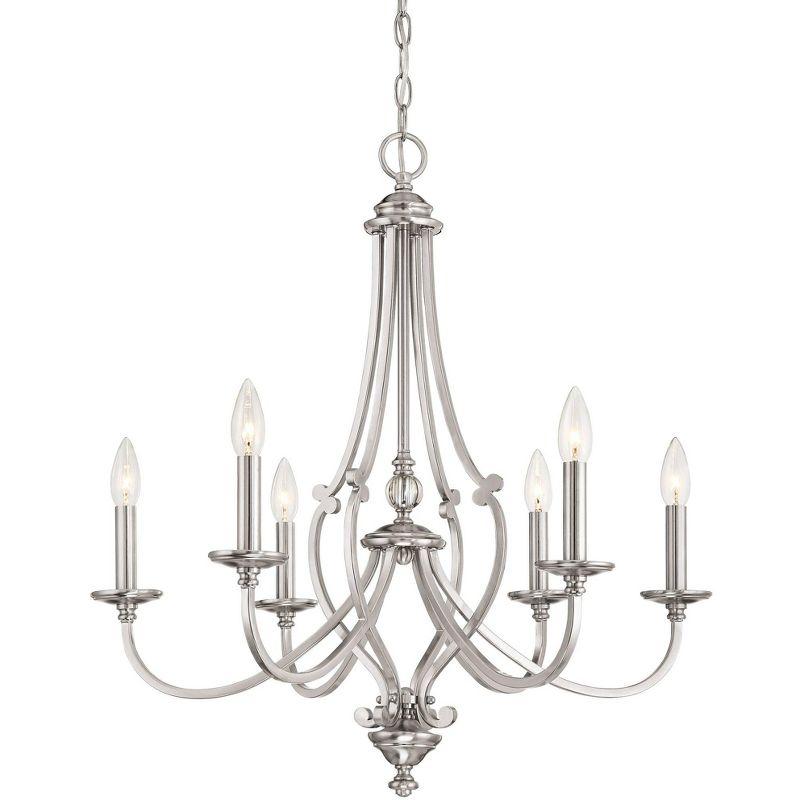 Minka Lavery Brushed Nickel Chandelier 26" Wide French 6-Light Fixture for Dining Room House Foyer Kitchen Entryway Bedroom Home