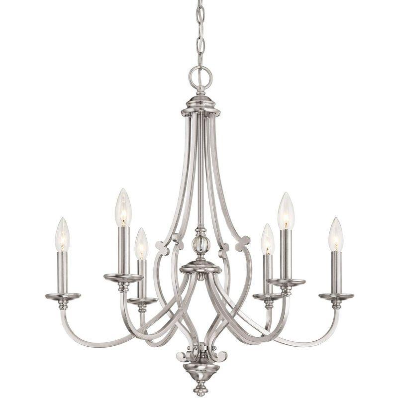 Elegant Brushed Nickel 6-Light Chandelier with Crystal Accents