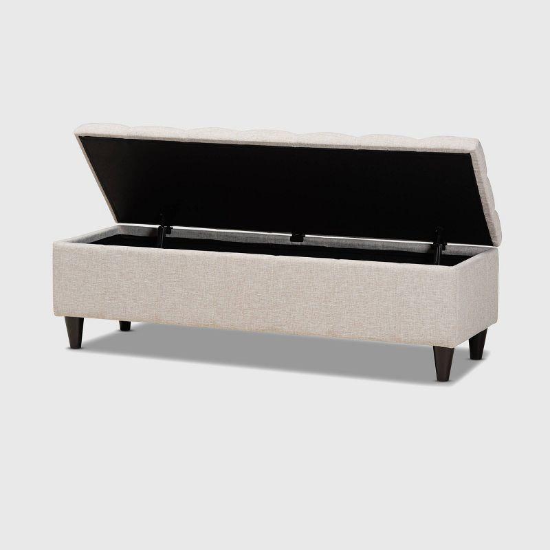 Brette Fabric Upholstered Finished Wood Storage Bench Ottoman Cream - Baxton Studio: Mid-Century Modern for Bedroom