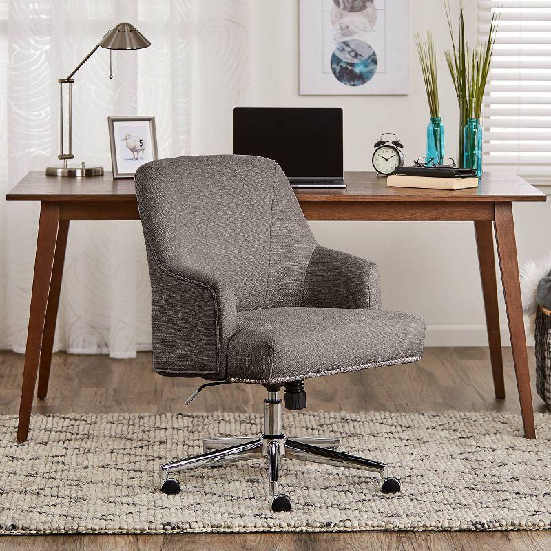 Style Leighton Home Office Chair Medium Gray - Serta: Swivel, Adjustable, Wheeled