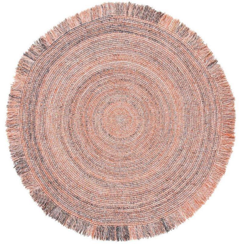 Braided BRD275 Hand Braided Area Rug - Orange/Grey - 4' round - Safavieh.