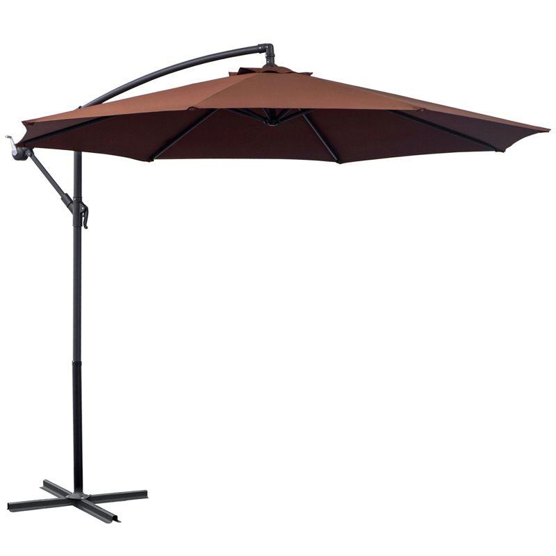 Outsunny 10' Cantilever Hanging Tilt Offset Patio Umbrella with UV & Water Fighting Material and A Sturdy Stand