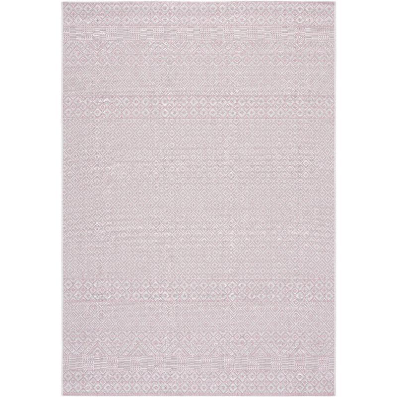 Courtyard CY8235 Power Loomed Indoor and Outdoor Accent Rug - Ivory/Soft Pink - 2'x3'7" - Safavieh