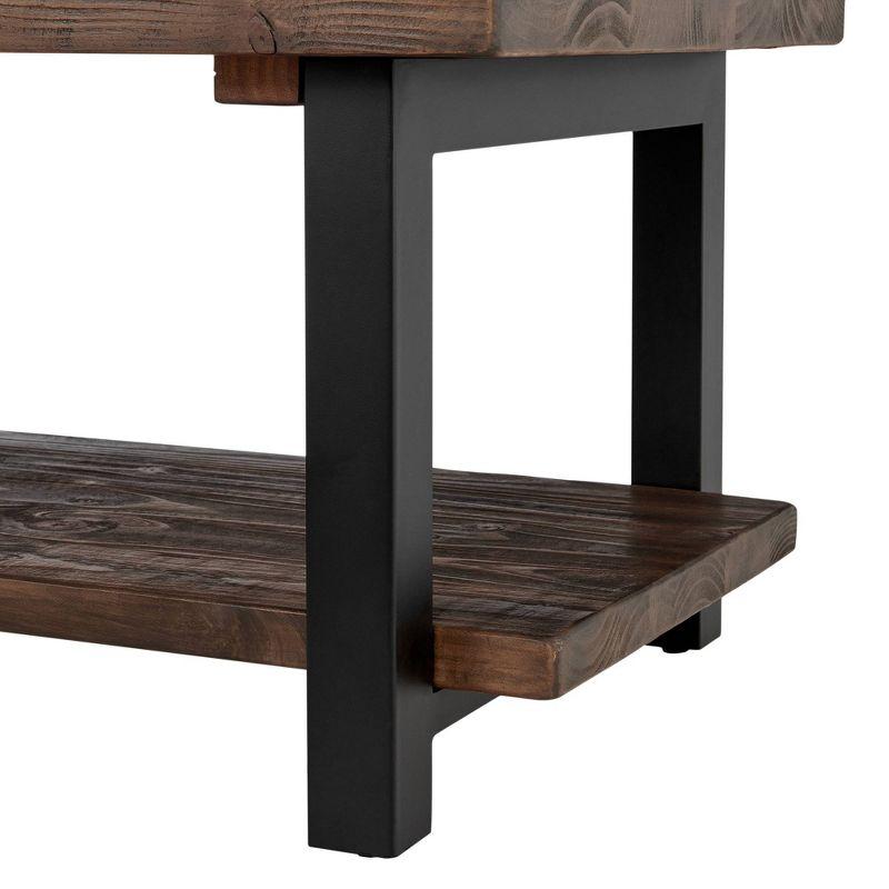 Alaterre Furniture 42" Pomona Wide Coffee Table Wood Rustic Natural: Fixed Shelf, Metal Frame, Living Room Furniture