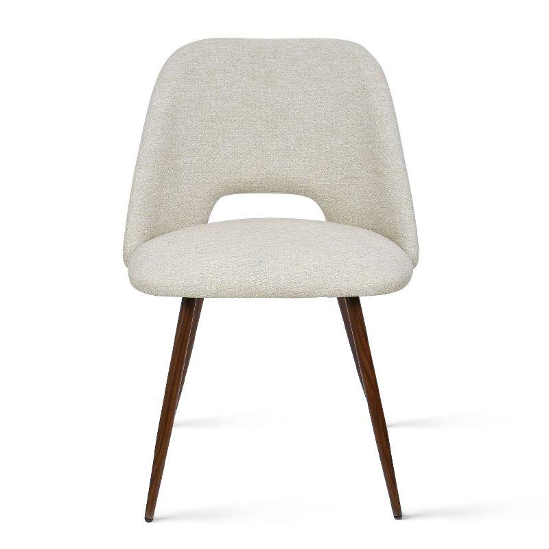 Beige Fabric Dining Chairs Set Of 4,Modern Kitchen Dining Room Chairs With Curved Back,Upholstered Dining Chairs With Walnut Metal Legs-Maison Boucle