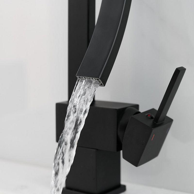 BWE Waterfall Unique Design Single Handle Single Hole Bathroom Sink Faucet In Matte Black