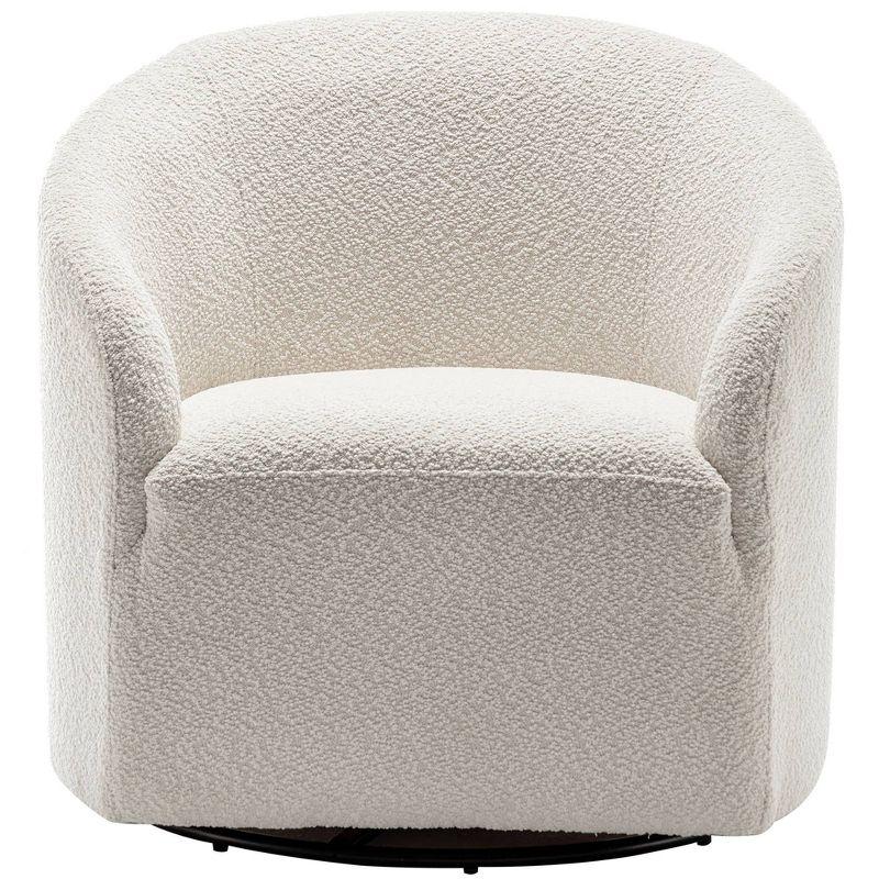 32" Wide Boucle Upholstered Swivel Barrel Chair - Kinwell