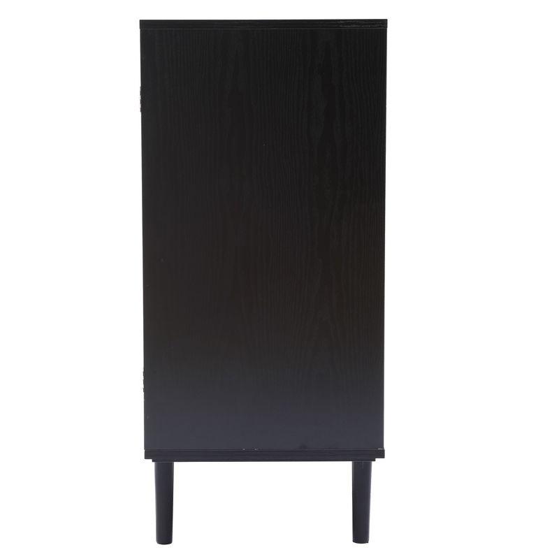 LuxenHome Black and Brown Wood 2-Door Storage Cabinet