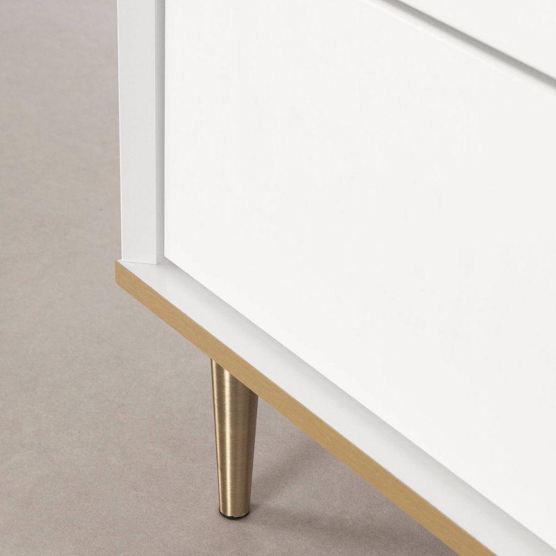 Dylane Mid-Century Glam 2-Drawer Nightstand in Pure White