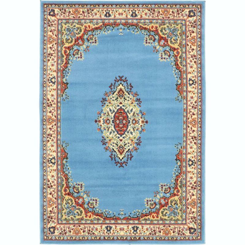 Unique Loom Reza Collection Area Rug - Washington (4' 1" x 6' 1" Rectangle Light Blue/Cream)
