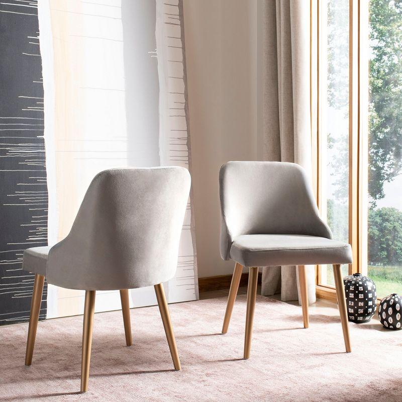 Lulu Upholstered Dining Chair (Set of 2) - Grey/Gold - Safavieh