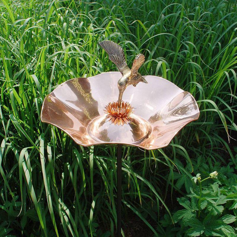 7" Hummingbird Birdbath Bowl with Stake Copper Plated - ACHLA Designs: Weather-Resistant, No Assembly Required