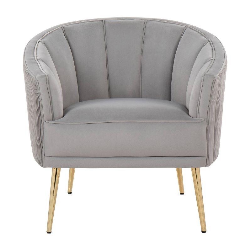 Tania Pleated Waves Accent Chair Silver/Gold - Lumisource: Velvet Upholstery, Gold Metal Legs, Chic Bedroom Decor