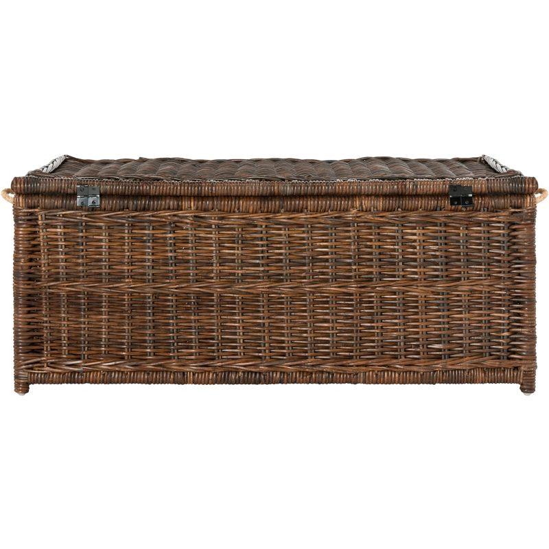 Chestnut Brown Hand-Woven Wicker Large Storage Trunk