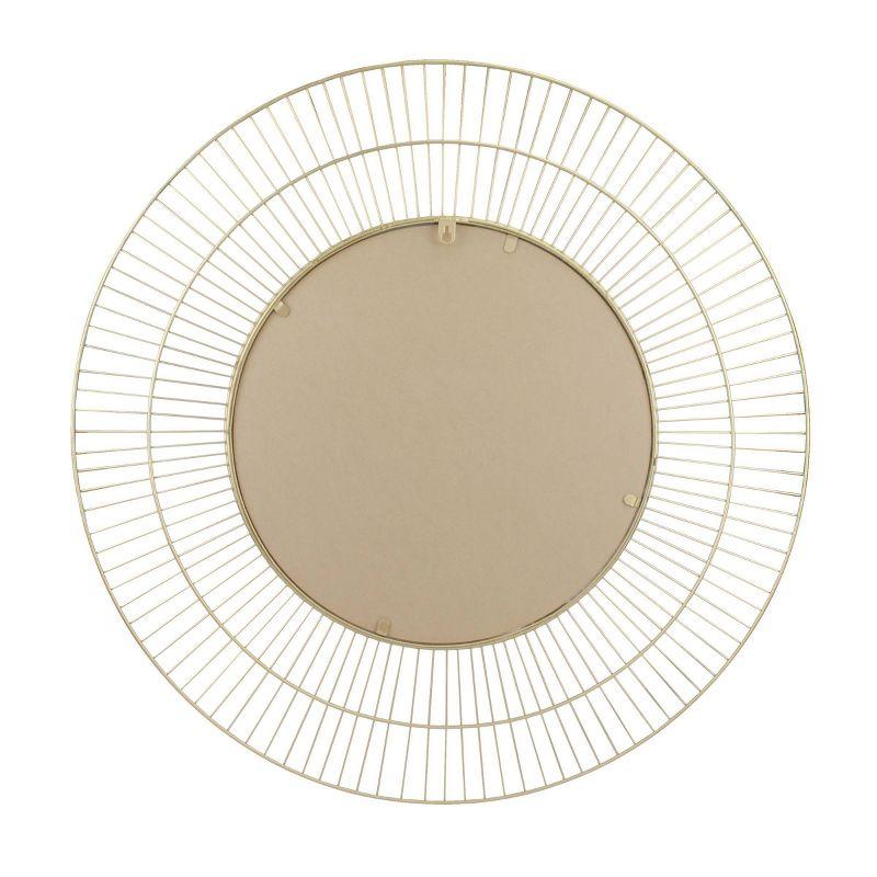 Gold Round Radial Wire Frame Wall Mirror