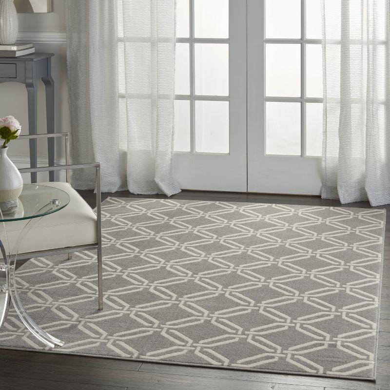 Nourison Jubilant 5'3" x 7'3" (5' x 7') Grey Area Rug Eclectic Retro Trellis by Nourison