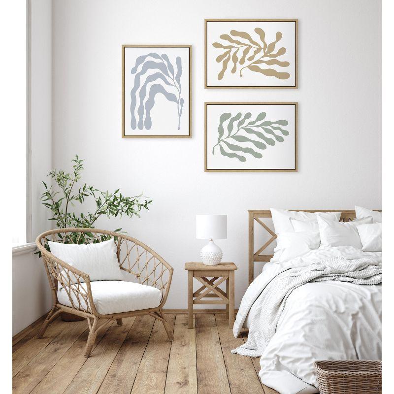 Kate and Laurel Sylvie Matisse Inspired Abstract Botanicals Framed Canvas by The Creative Bunch Studio, 3 Piece 18x24, Natural
