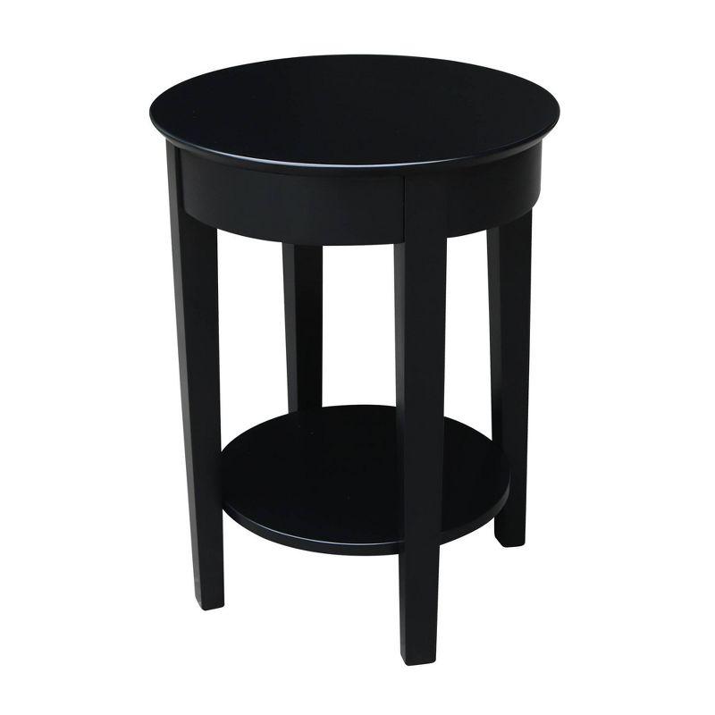 International Concepts Phillips Accent Table with Drawer Black: Solid Parawood, Mid-Century Modern, Square Shape