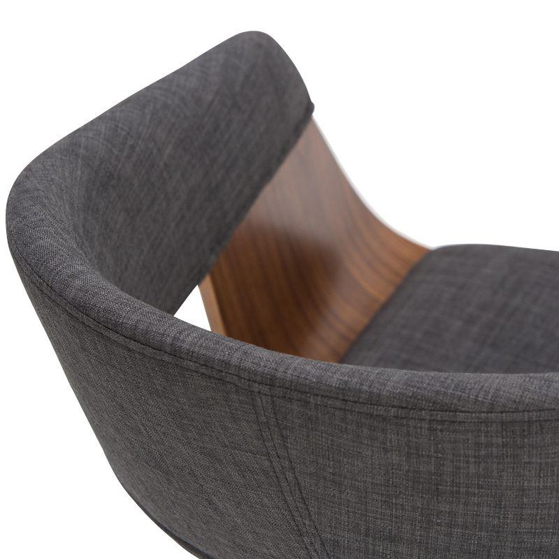 Charcoal Grey Linen and Bentwood Mid-Century Parsons Chair