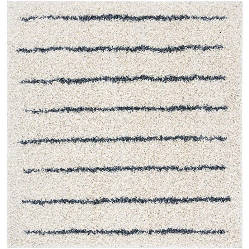 Venus Shag VNS604 Power Loomed Area Rug - Ivory/Dark Grey - 6'7"x6'7" - Safavieh.