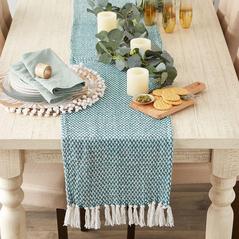Design Imports  Teal Woven Table Runner 15X108