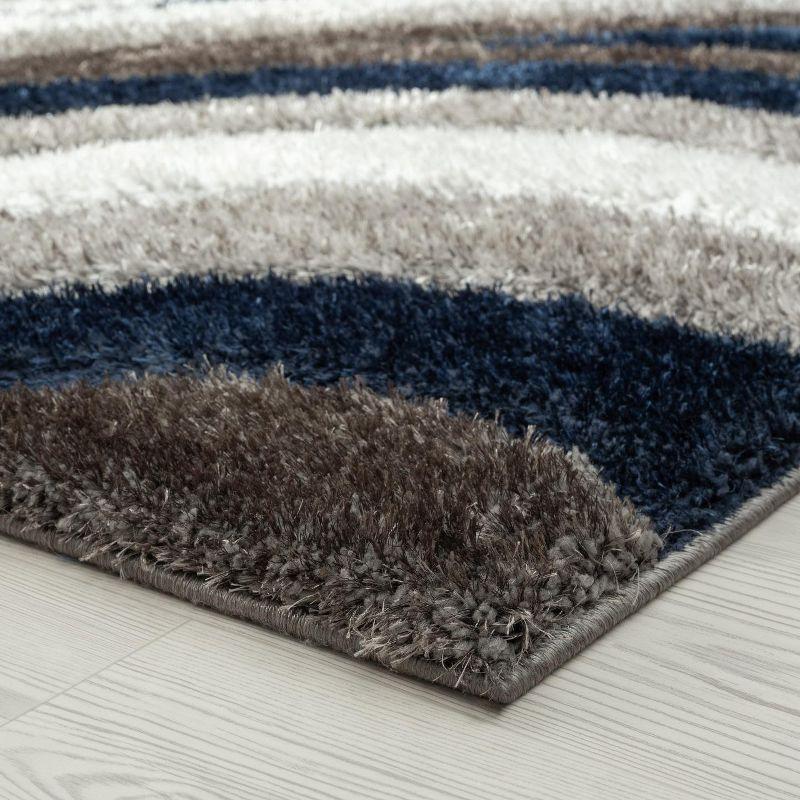 Luxe Weavers Modern Shag Geometric Area Rug, Navy 5x7