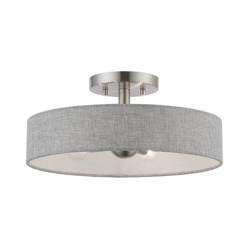 Livex Lighting Elmhurst 4 - Light Semi-Flush Mount in  Brushed Nickel/Shiny White