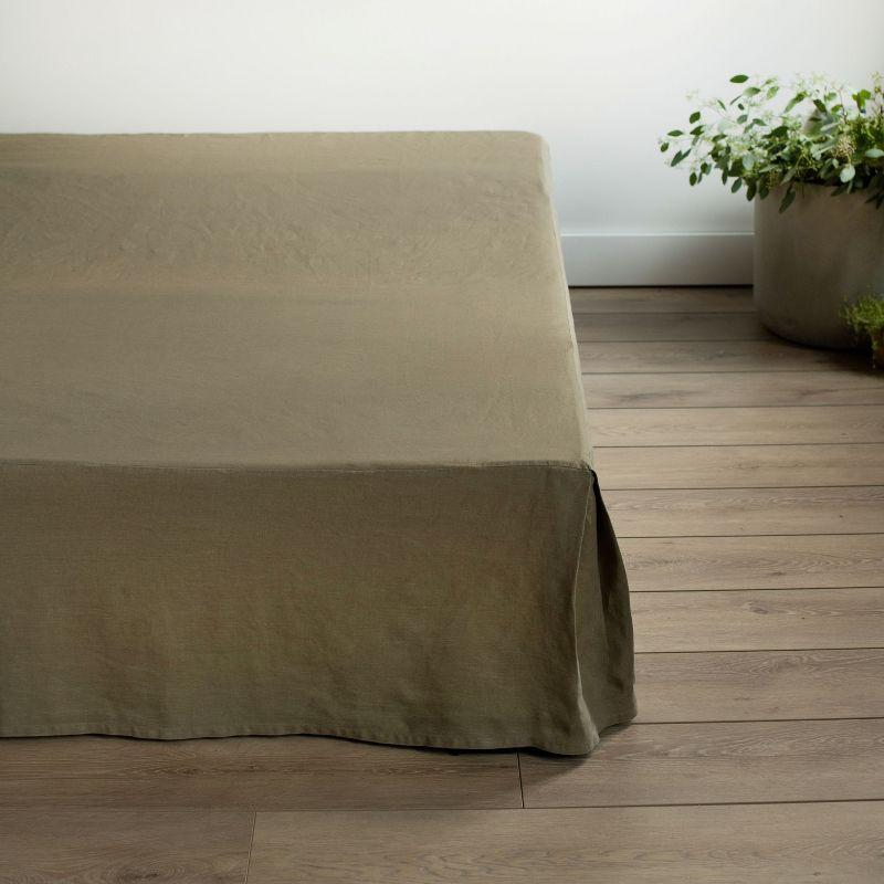 Moss Green Twin Cotton and Linen Bedskirt