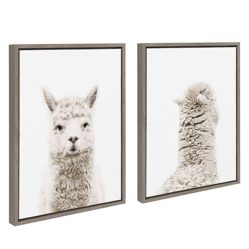 (Set of 2) 18" x 24" Sylvie Alpaca Back Framed Canvas Art by Amy Peterson - Kate & Laurel All Things Decor