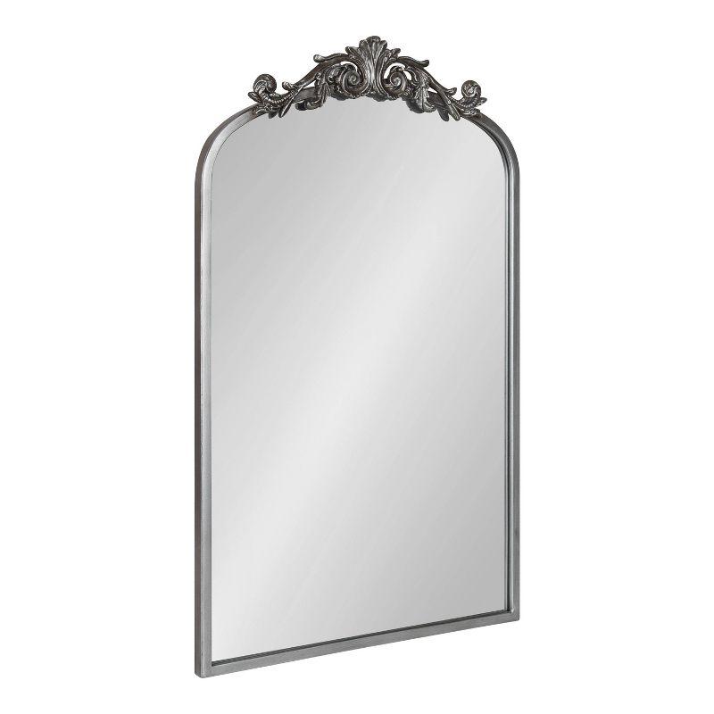 Elegant Arendahl 35" Baroque-Inspired Silver Arch Wall Mirror