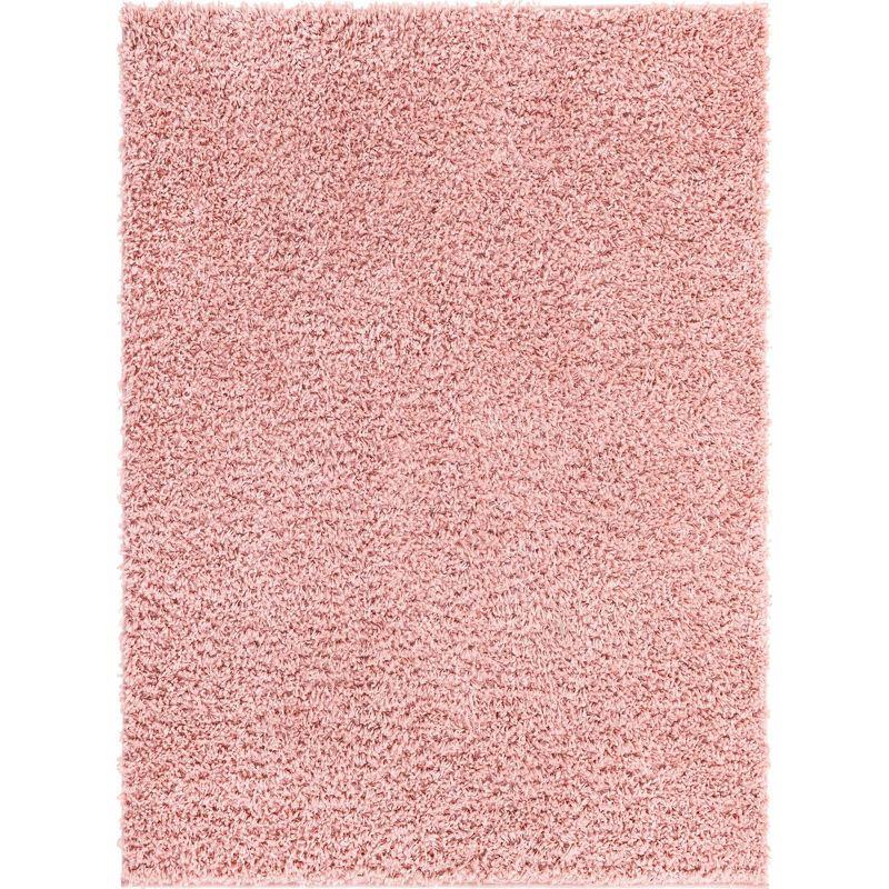 Dusty Rose Rectangular Shag Indoor Area Rug