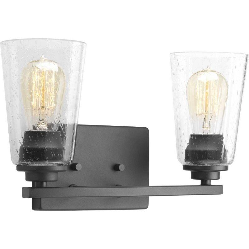 Graphite Nickel 2-Light Bath Vanity Fixture with Clear Seeded Glass