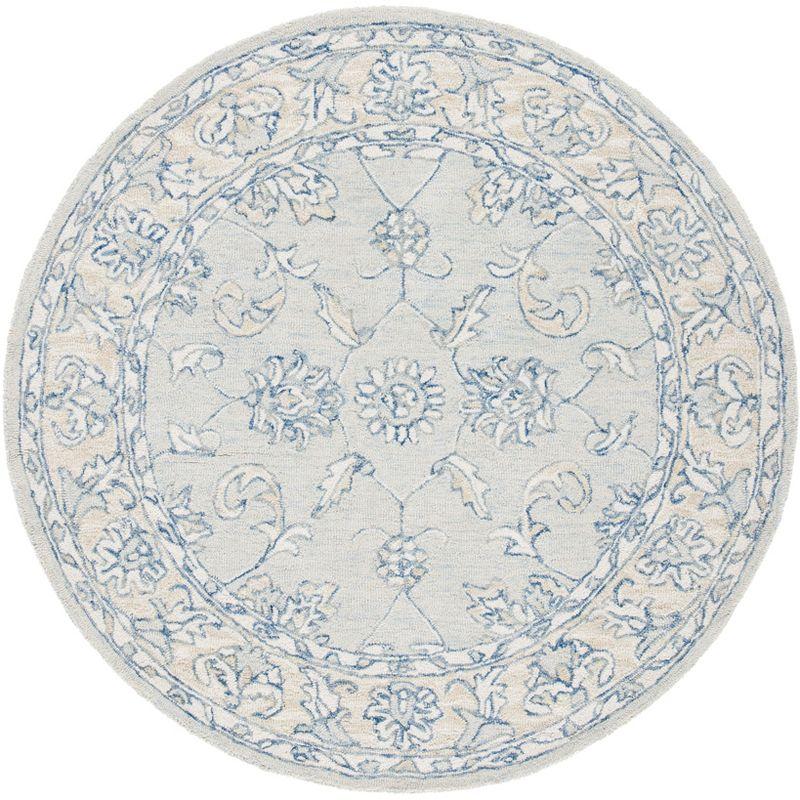 Micro-Loop MLP535 Hand Tufted Area Rug - Blue/Beige - 5' round - Safavieh.