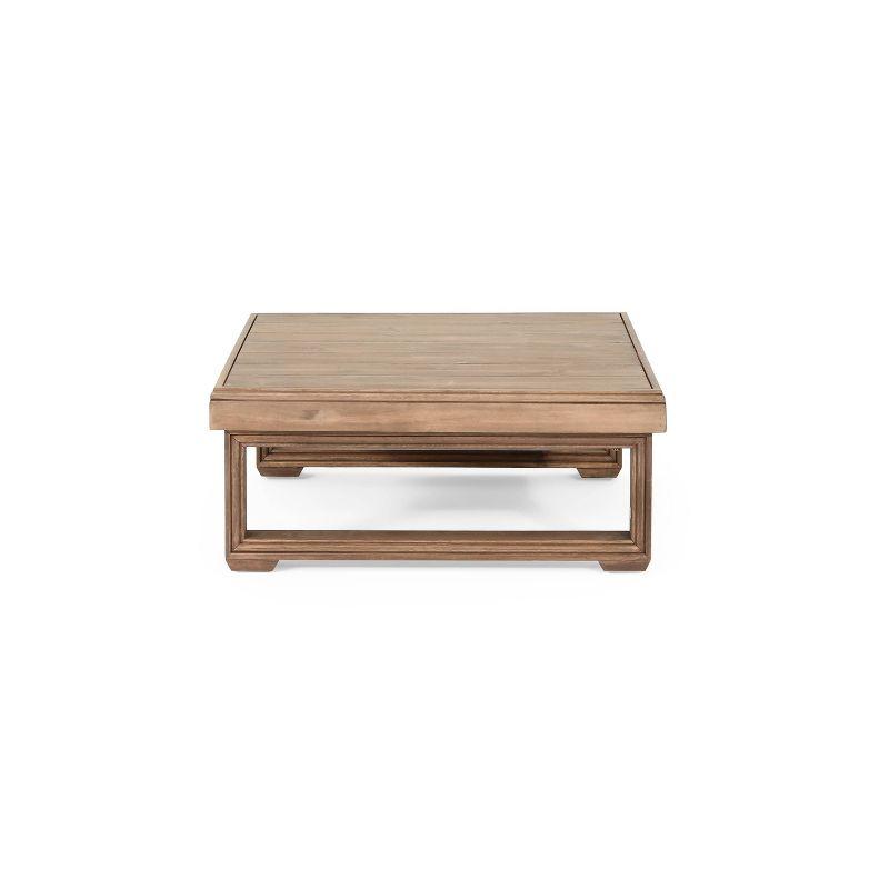 Westchester Outdoor Acacia Wood Square Coffee Table Brown Wash - Christopher Knight Home: Rustic Style, Water-Resistant