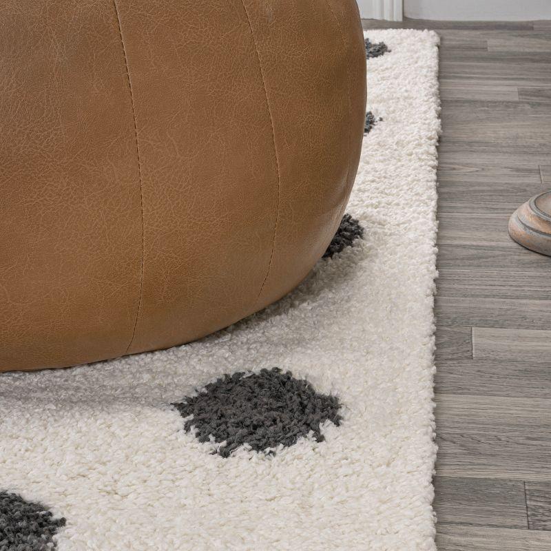 2'x10' Pere Modern Charcoal Dot Shag Runner Rug, White - JONATHAN Y