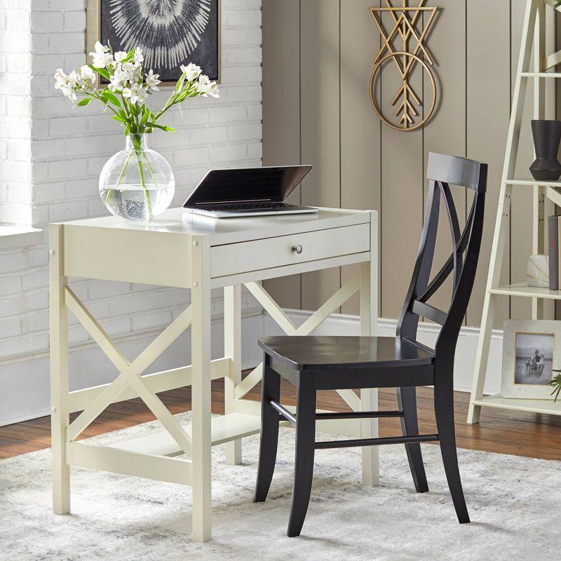 Antique White Wood Writing Desk with Drawer