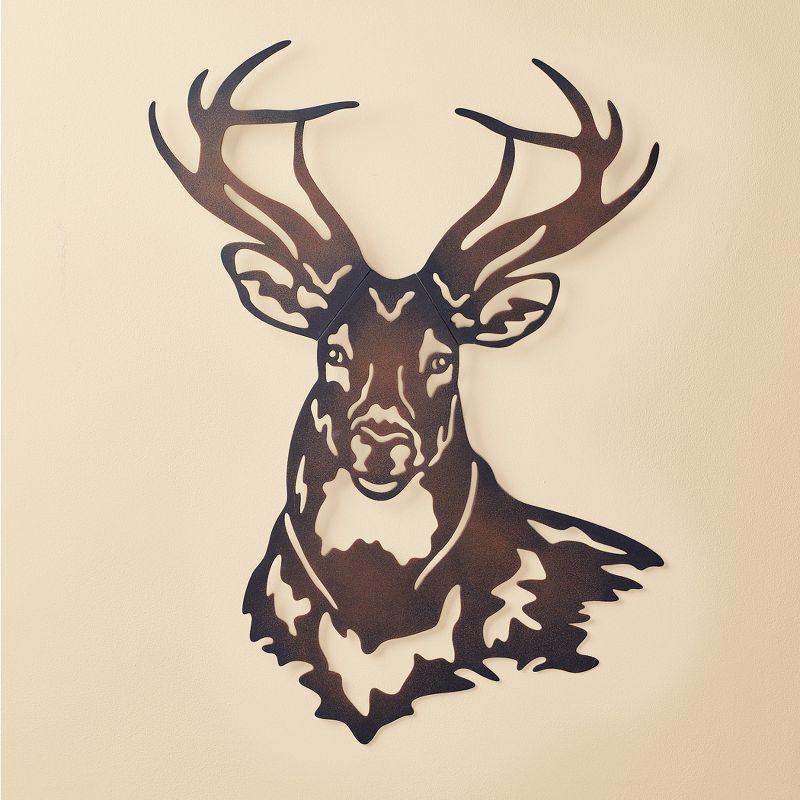 Rustic Brown Iron Deer Wall Art Sculpture