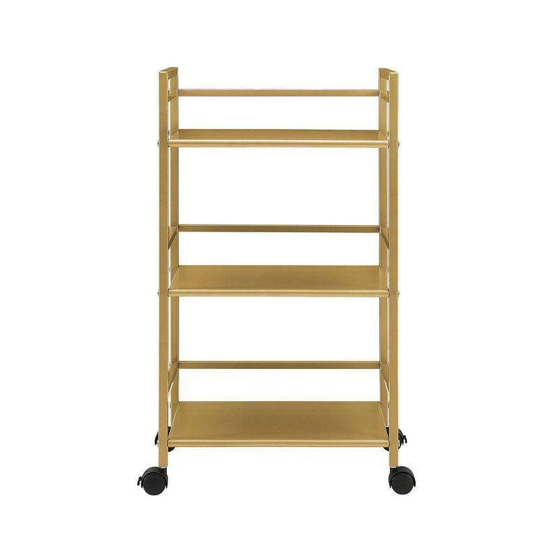 Gold Metal 3-Shelf Rolling Utility Cart with Wrap-Around Bars