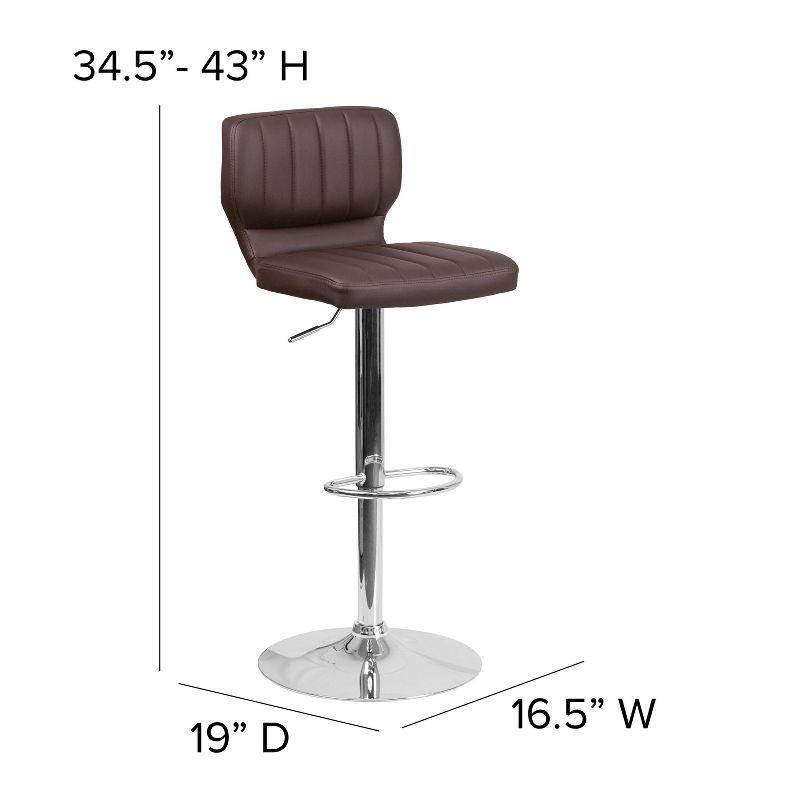 Elevate Brown Vinyl Swivel Adjustable Barstool with Chrome Finish