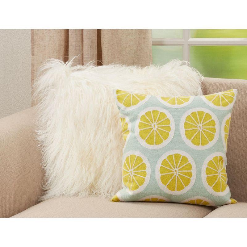 Saro Lifestyle Embroidered Lime  Decorative Pillow Cover, Lime, 18"