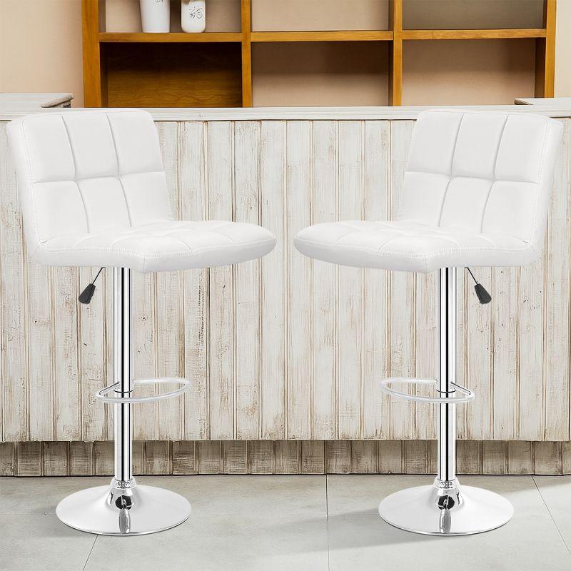 Bar Stools 1 Set Of 2, Counter Height Bar Stools, Square Cushion Bar Stools With Back, Footstool, Cafe, 2 Pieces