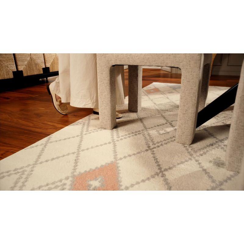 Ivory Multi Geometric Pattern Square Area Rug