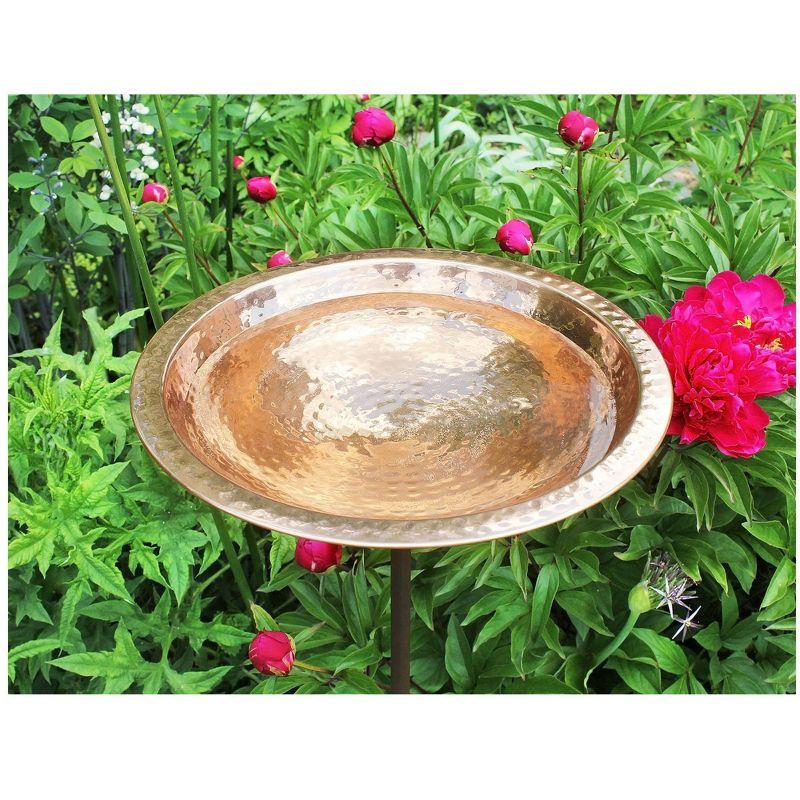 2.5" Hammered Copper Birdbath Bowl with Stake Polished Copper Plated - Achla Designs