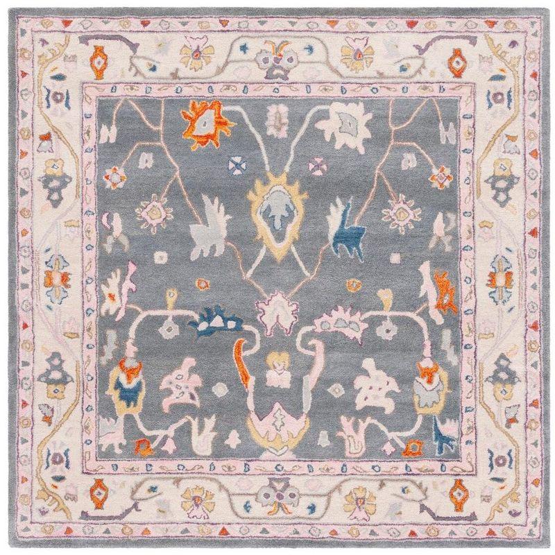 Anatolia AN513 Hand Tufted Area Rug  - Dark Grey/Ivory - 6'x6' - Safavieh.