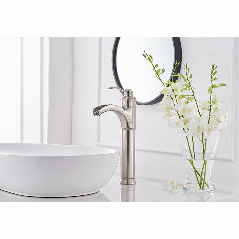 BWE Waterfall Single Hole Single-Handle Vessel Bathroom Faucet With Pop-up Drain Assembly